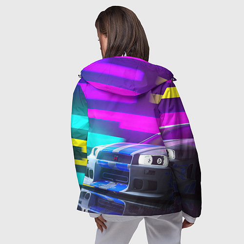Женская ветровка NISSAN GT-R SKYLINE / 3D-Белый – фото 4