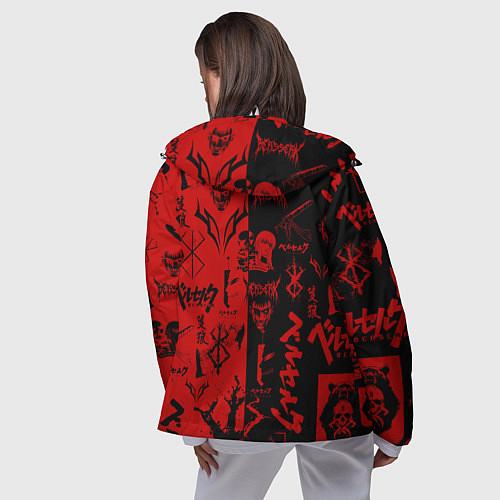 Женская ветровка BERSERK BLACK RED БЕРСЕРК ПАТТЕРН / 3D-Белый – фото 4