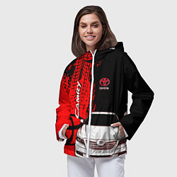 Ветровка с капюшоном женская Camry Toyota glitch, цвет: 3D-белый — фото 2