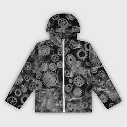 Ветровка с капюшоном женская Механизм и дым, стимпанк, цвет: 3D-белый