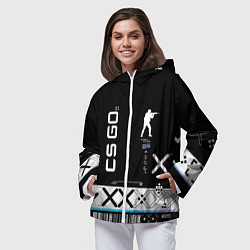 Ветровка с капюшоном женская Поток информации СS:GO, цвет: 3D-белый — фото 2