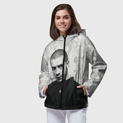Ветровка с капюшоном женская Опасный Хаски, цвет: 3D-черный — фото 2