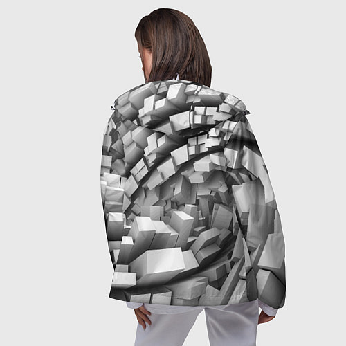 Женская ветровка Геометрическая объёмная абстракция / 3D-Белый – фото 4