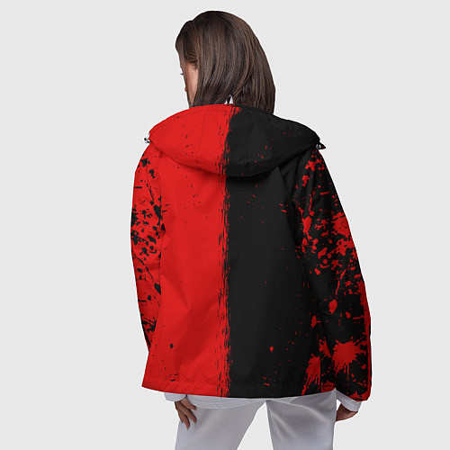 Женская ветровка DOTA 2 БРЫЗГИ КРАСОК, КРАСНО ЧЁРНЫЙ ЛОГО / 3D-Белый – фото 4