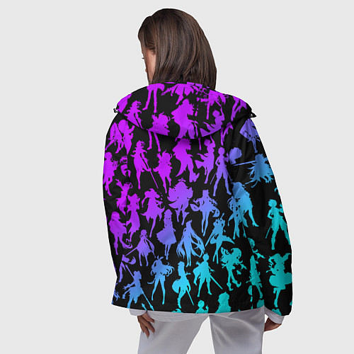 Женская ветровка GENSHI IMPACT HEROES NEON НЕОНОВЫЙ УЗОР / 3D-Черный – фото 4