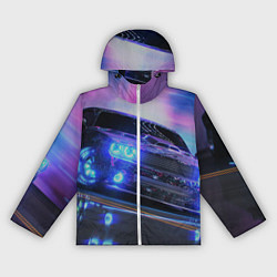 Ветровка с капюшоном женская Авто в неоне, цвет: 3D-белый