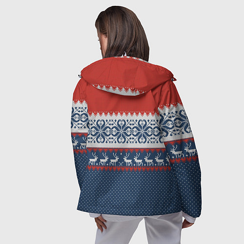 Женская ветровка НОВОГОДНИЙ УЗОР С ОЛЕНЯМИ / 3D-Белый – фото 4