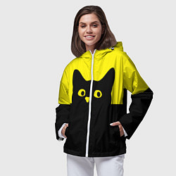 Ветровка с капюшоном женская Котик голова кота, цвет: 3D-белый — фото 2