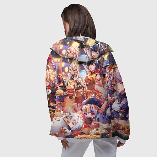 Женская ветровка Новый год в геншин импакте все герои / 3D-Белый – фото 4