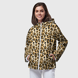 Ветровка с капюшоном женская Пятна Дикого Леопарда, цвет: 3D-белый — фото 2