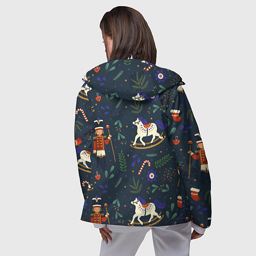 Женская ветровка Щелкунчик паттерн с лошадкой / 3D-Белый – фото 4