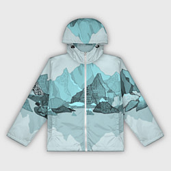 Женская ветровка Голубой горный пейзаж с темно-серыми тенями
