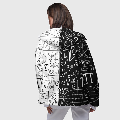 Женская ветровка ЧЁРНО БЕЛЫЕ ФОРМУЛЫ ФИЗИКА МАТЕМАТИКА / 3D-Белый – фото 4