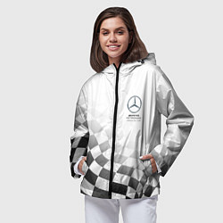 Ветровка с капюшоном женская MERCEDES, МЕРСЕДЕС СПОРТ, ФИНИШНЫЙ ФЛАГ, ФОРМУЛА 1, цвет: 3D-черный — фото 2