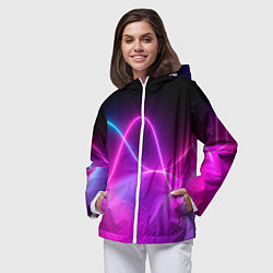Ветровка с капюшоном женская Лучи света pink theme, цвет: 3D-белый — фото 2