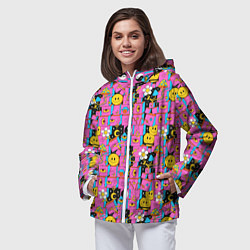Ветровка с капюшоном женская Психоделика Инь-Янь, цвет: 3D-белый — фото 2