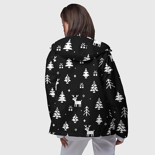 Женская ветровка ЕЛКИ И ОЛЕНИ НА ЧЕРНОМ ФОНЕ / 3D-Белый – фото 4