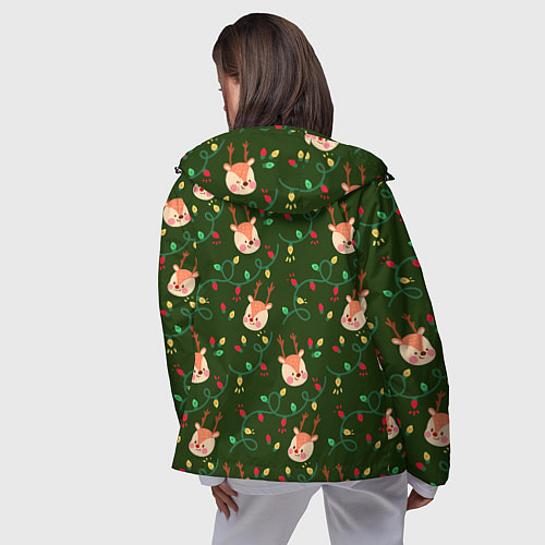 Женская ветровка НОВОГОДНИЙ ОЛЕНЬ GREEN / 3D-Черный – фото 4
