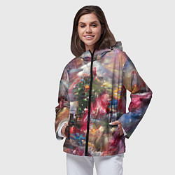 Ветровка с капюшоном женская Ностальгия Рождества, цвет: 3D-черный — фото 2
