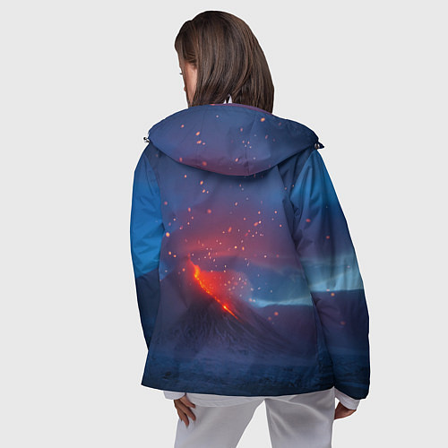Женская ветровка Извержение вулкана ночью / 3D-Белый – фото 4