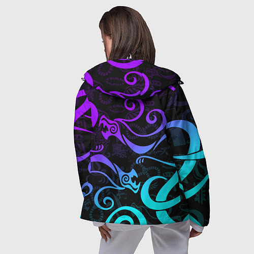 Женская ветровка НЕОНОВОЕ ТАТУ ДРАКЕНА УЗОР / 3D-Белый – фото 4