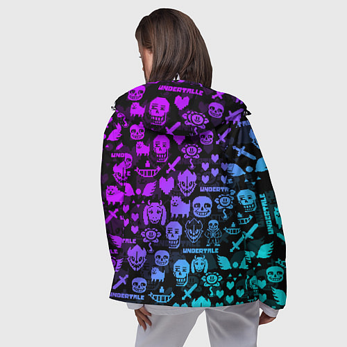 Женская ветровка UNDERTALE NEON PATTERN УЗОР / 3D-Белый – фото 4