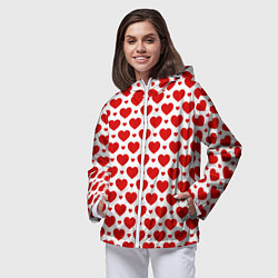 Ветровка с капюшоном женская Сердечки - любовь, цвет: 3D-белый — фото 2