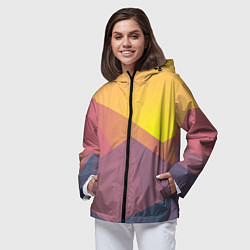 Ветровка с капюшоном женская Рассвет в горах искусства, цвет: 3D-черный — фото 2