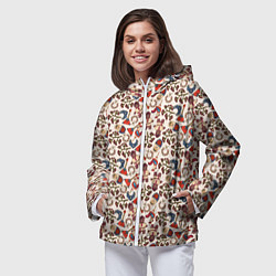 Ветровка с капюшоном женская Россия паттерн светлый, цвет: 3D-белый — фото 2