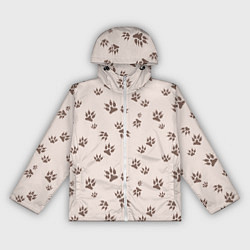 Ветровка с капюшоном женская Бежевый паттерн лапки, цвет: 3D-белый
