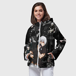 Ветровка с капюшоном женская Грустный Канеки Токийский Гуль Tokyo Ghoul, цвет: 3D-белый — фото 2