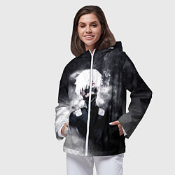 Ветровка с капюшоном женская Токийский Гуль в Дыму Tokyo Ghoul Smoke, цвет: 3D-белый — фото 2