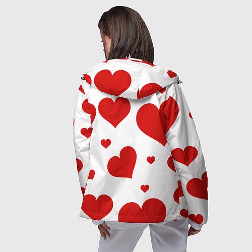 Женская ветровка Красные сердечки Heart / 3D-Белый – фото 4