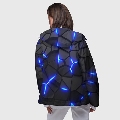 Женская ветровка КИБЕРПАНК БРОНЯ: СИНЯЯ СТАЛЬ / 3D-Белый – фото 4