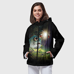 Ветровка с капюшоном женская Рыба в лесу, цвет: 3D-черный — фото 2