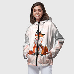 Ветровка с капюшоном женская Влюблённые Лисы Love, цвет: 3D-черный — фото 2