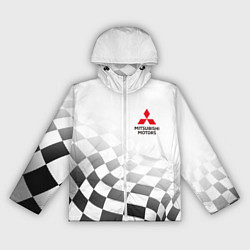 Ветровка с капюшоном женская Митсубиси Mitsubishi финишный флаг, цвет: 3D-белый