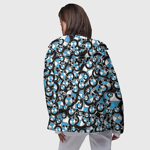 Женская ветровка BMW PATTERN LOGO / 3D-Черный – фото 4