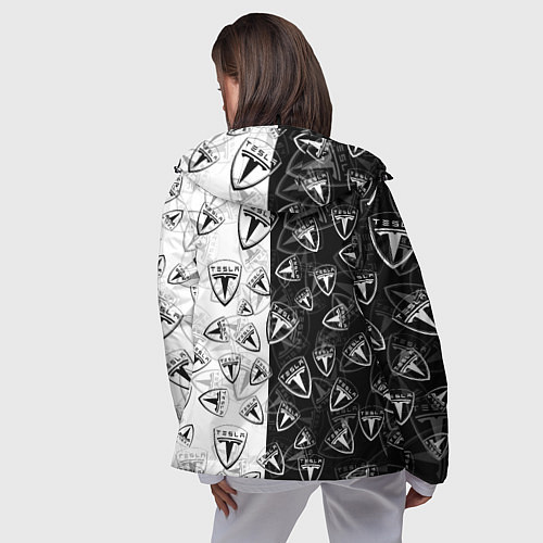 Женская ветровка TESLA BLACK AND WHITE LOGO PATTERN / 3D-Черный – фото 4