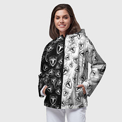 Ветровка с капюшоном женская TESLA BLACK AND WHITE LOGO PATTERN, цвет: 3D-черный — фото 2