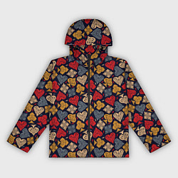 Ветровка с капюшоном женская Карточные Масти Cards, цвет: 3D-черный