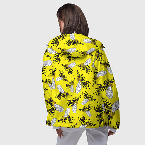 Женская ветровка Пчелы на желтом / 3D-Белый – фото 4