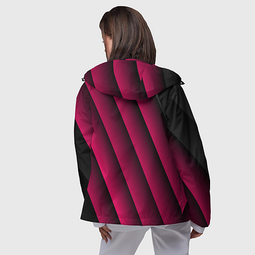 Женская ветровка Red Stripe 3D Красные полосы / 3D-Черный – фото 4