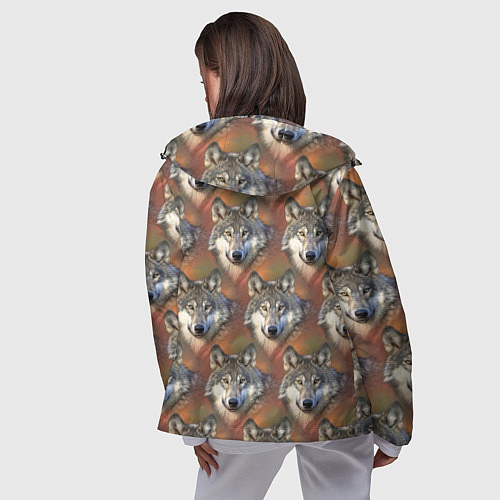 Женская ветровка Волки Wolfs паттерн / 3D-Черный – фото 4