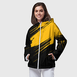 Ветровка с капюшоном женская Black and yellow grunge, цвет: 3D-белый — фото 2