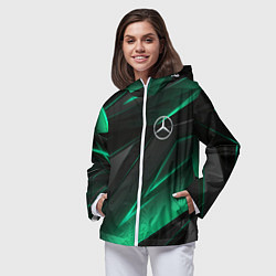 Ветровка с капюшоном женская MERCEDES-BENZ AMG NEON STRIPES PETRONAS, цвет: 3D-белый — фото 2