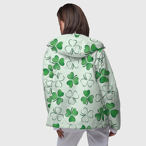 Женская ветровка Трехлистный клевер День Св Патрика / 3D-Белый – фото 4