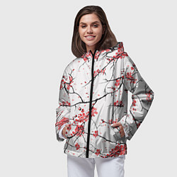 Ветровка с капюшоном женская Осенние деревья, цвет: 3D-черный — фото 2