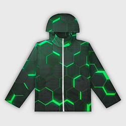 Ветровка с капюшоном женская Неоновые соты - Green, цвет: 3D-белый