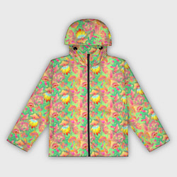 Ветровка с капюшоном женская Магические Грибы Психоделика, цвет: 3D-черный